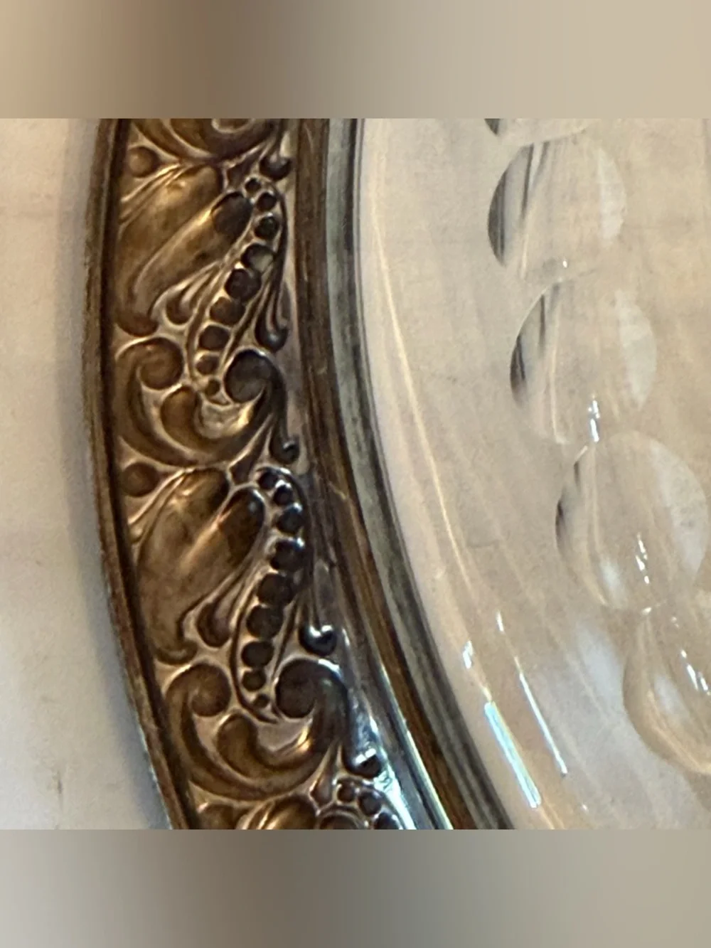 Webster Sterling Silver & Crystal Divided Serving Tray | Thick Sterling Rim